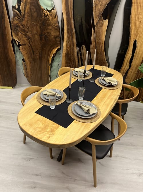 Oval wood deals dining table