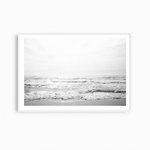 Minimalist black and white beach photograph, "Gulf Spray" | Photography by PappasBland