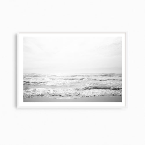 Minimalist black and white beach photograph, 'Gulf Spray' | Photography by PappasBland