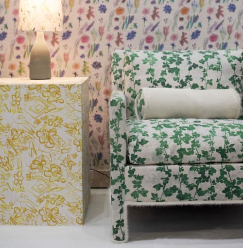 Parsons style chairs covered in Brambles Green fabric | Chairs by Stevie Howell | New York in New York