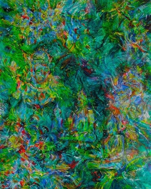 Painting (Buddha) | Oil And Acrylic Painting in Paintings by Lennon Michalski | East End Tap and Table in Lexington