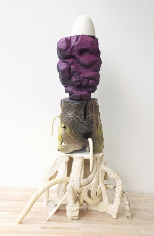 Purple head with skeleton | Sculptures by Luke Armitstead Studio | Seattle, WA in Seattle