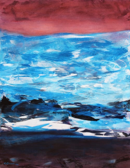 Evening Sky Over the Glacier | Oil And Acrylic Painting in Paintings by Simona Gocan