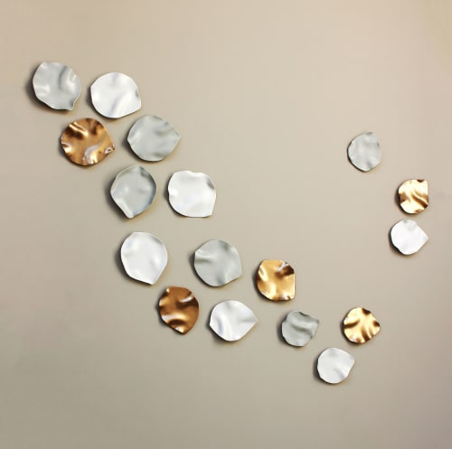 Blossom - set of 17 abstract ceramic wall art sculpture | Wall Hangings by Elizabeth Prince Ceramics