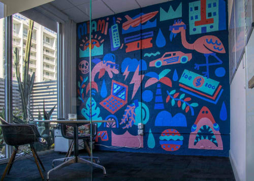 Mural painting for advertising agency office | Murals by Noah Levy | DAVID The Agency in Miami