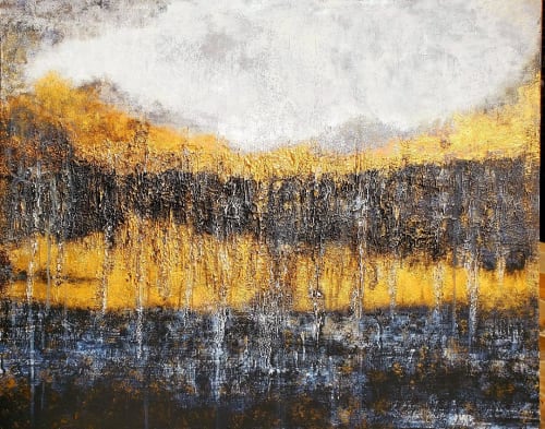 Golden Stratus | Oil And Acrylic Painting in Paintings by Liz Johnston