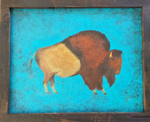 Copper Buffalo | Oil And Acrylic Painting in Paintings by Liz Johnston