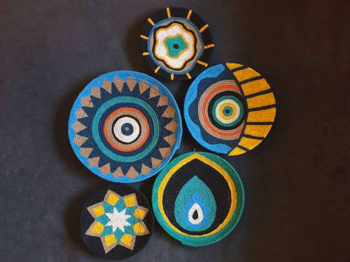 Orange wall plate,Wicker Round Bowl | Ornament in Decorative Objects by Sarmal Design