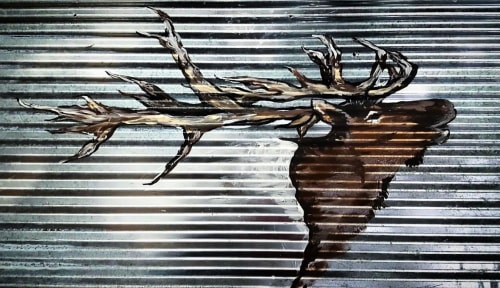 Elk on Corrugated steel | Paintings by Sweet De’sign