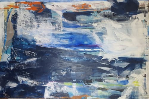 Blue Horizon Abstract Painting | Oil And Acrylic Painting in Paintings by Twyla Gettert