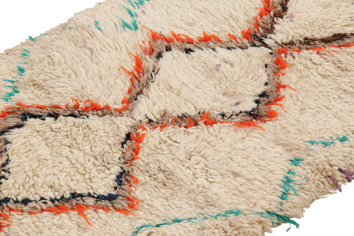 Vintage Moroccan Runner with Polychromatic Diamond Medallion | Rugs by Rug and Kilim