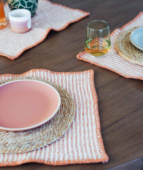 Embroidered Guayaba Pink Placemat | Tableware by Zuahaza by Tatiana