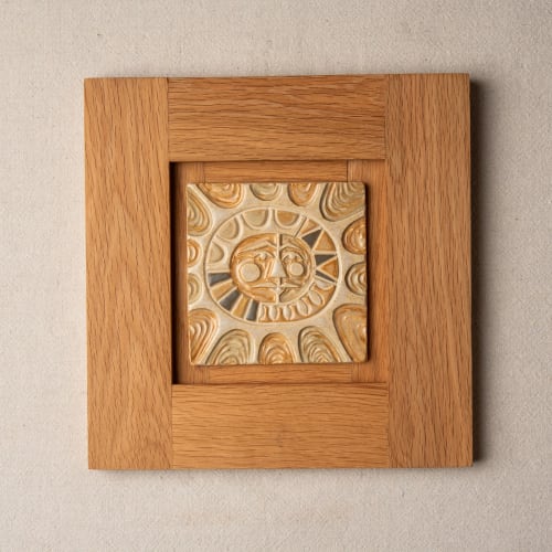 Mayan Sun Ceramic Wall Art | Wall Sculpture in Wall Hangings by Clare and Romy Studio