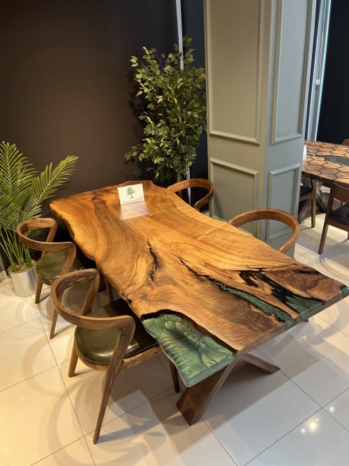 Dining room table, Green epoxy, Walnut wood, Epoxy table, Cu | Tables by Brave Wood