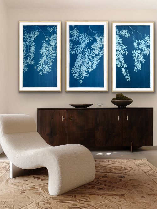 Chinese Elm Triptych (three 40 x 20" original cyanotypes) | Photography by Christine So