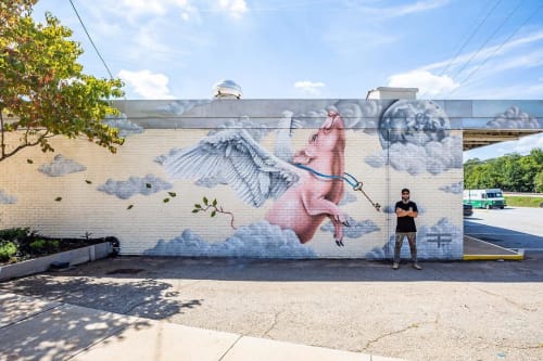PIGS DO FLY | Street Murals by Thomas Turner Art | Marlee Street Eatz in Decatur