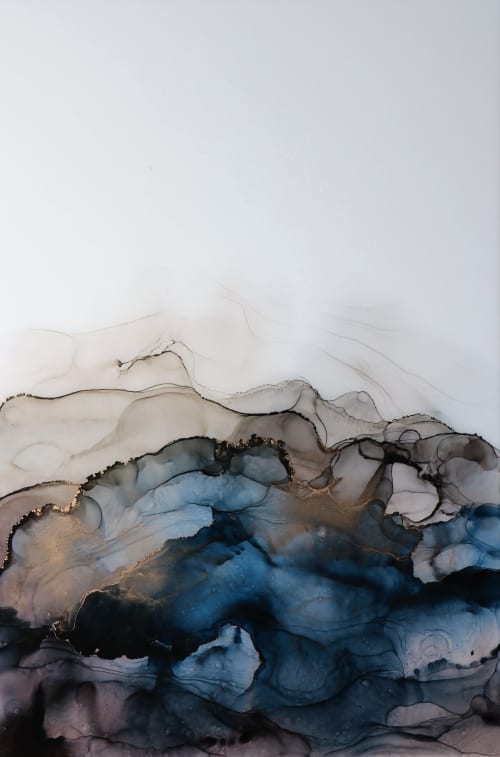 'OYSTER' - Luxury Epoxy Resin Abstract Artwork | Oil And Acrylic Painting in Paintings by Christina Twomey Art + Design