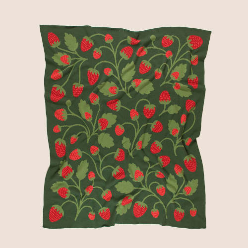Strawberry Throw Blanket | Linens & Bedding by Superstitchous