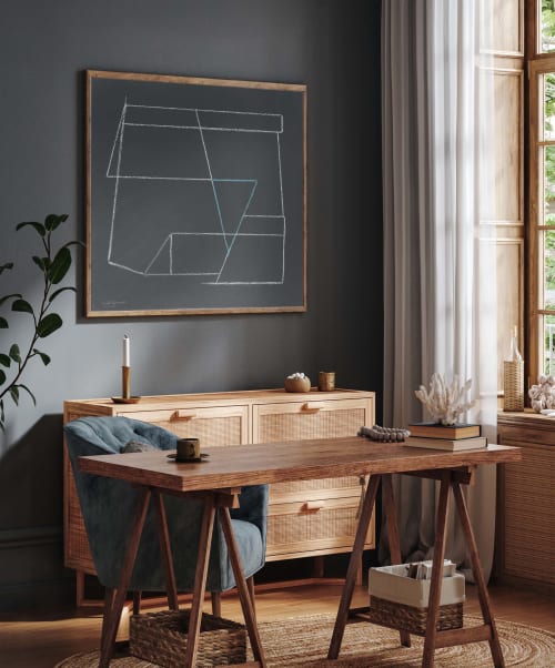 "Alchemy No. 6 - Black + Blue" I Modern Minimalist Paintings | Oil And Acrylic Painting in Paintings by ART + ALCHEMY By Nicolette Atelier