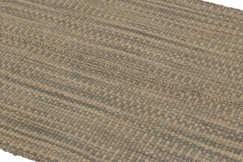 Rug & Kilim's Accent Kilim, Beige and Gray Textural Stripes | Rugs by Rug and Kilim