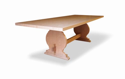 Manolo Basque Inspired Trestle Dining Table in Cerused Oak | Tables by Costantini Design