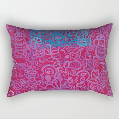 Rectangular Pillow Egyptian Scribble Maroon | Pillows by Pam (Pamela) Smilow
