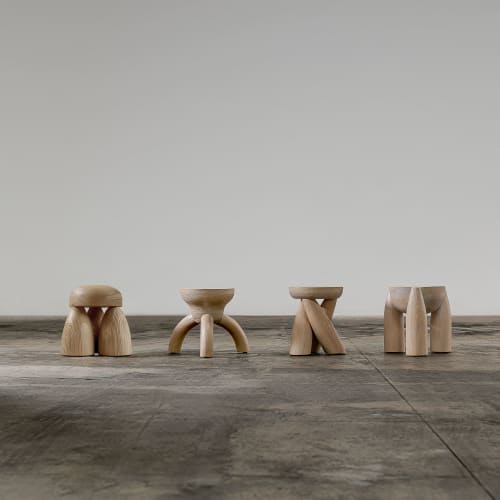 ELEMENTOS Air Stool Sandblasted Pine By Danie Couttolenc | Chairs by Daniel Couttolenc