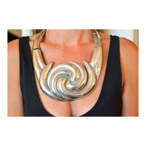 Large, Silver Necklace w/ circles & matching cuff w/ circles | Apparel & Accessories by Graziella Laffi