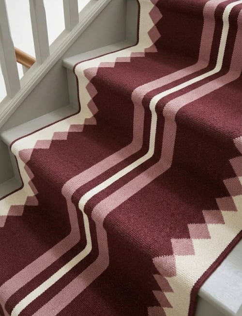 Handwoven Woolen Maroon Runner Rug | Rugs by Evergreen Carpets
