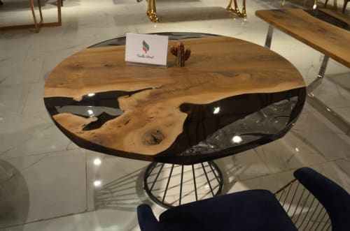 Walnut Epoxy Resin Round Coffee Table, Walnut Epoxy Resin | Tables by Tinella Wood