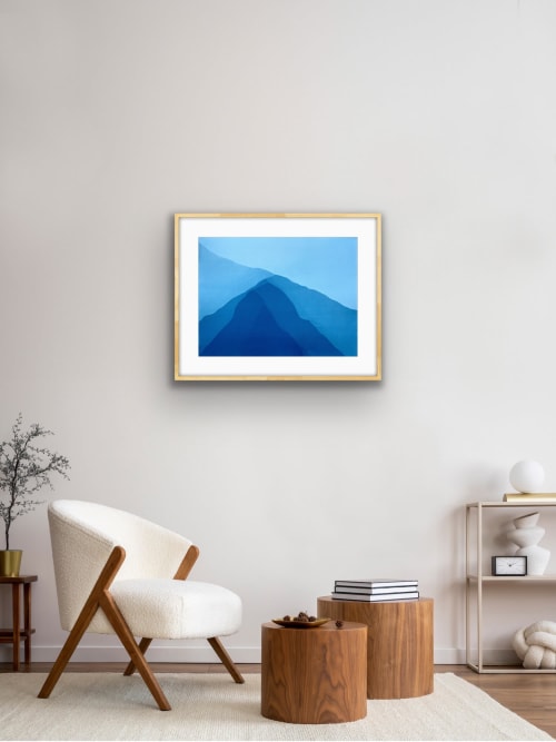 Sunrise Mountains I: 18x23" abstract cyanotype/ monotype | Photography by Christine So