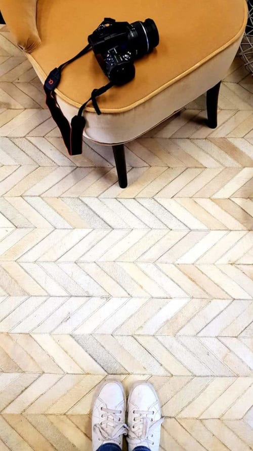 Handmade Area Rug, Chevron design [ white ] | Rugs by KAYMANTA | Lighthouse of Broward County, Inc. in Fort Lauderdale