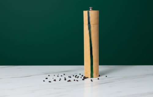Sculptural Oak & Emerald Green Epoxy Pepper Mill Unique Art | Dinnerware by Holzkunst Samuel Meisinger