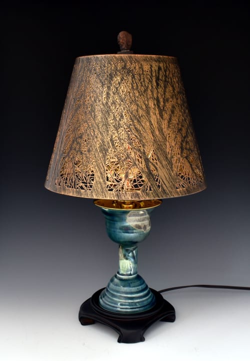 Table Lamp 126 porcelain, steel shade | Lamps by Ron Mello Studio Art