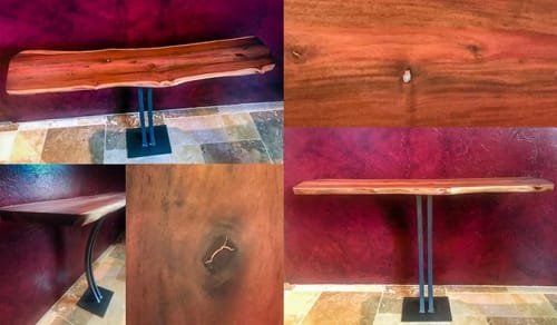 Milo Occasional Table w/Australian Opal and Copper | Console Table in Tables by Natural Wood Edge Creations by Rick Griggs