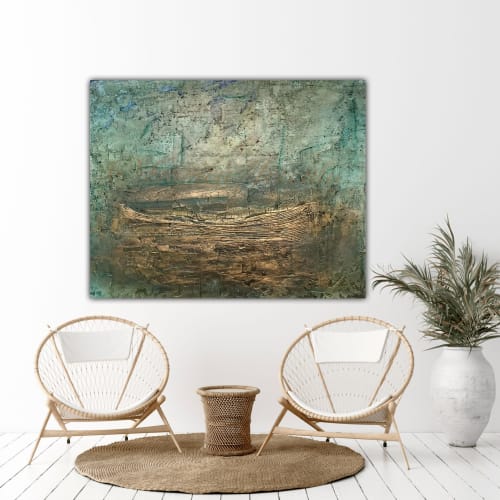 Abandoned boat 120x150 cm | Paintings by Gorica Jeremic