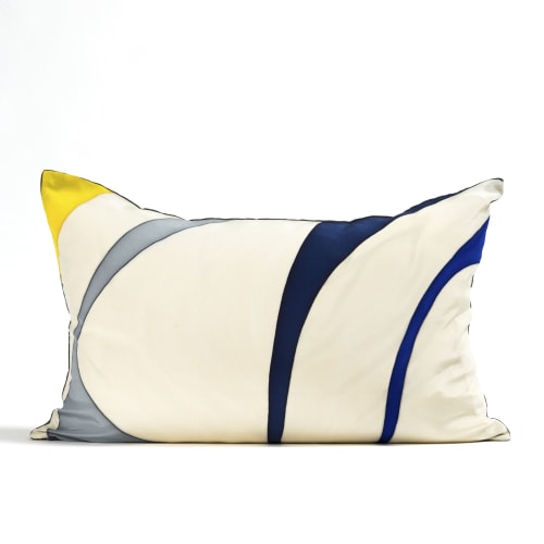 "Nat" hand-painted 100% silk cushion cover | Pillows by Natalia Lumbreras