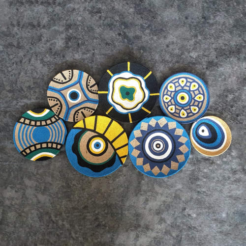 Evil Eye Wall Plates Set Of 7 | Decorative Plate in Decorative Objects by Sarmal Design