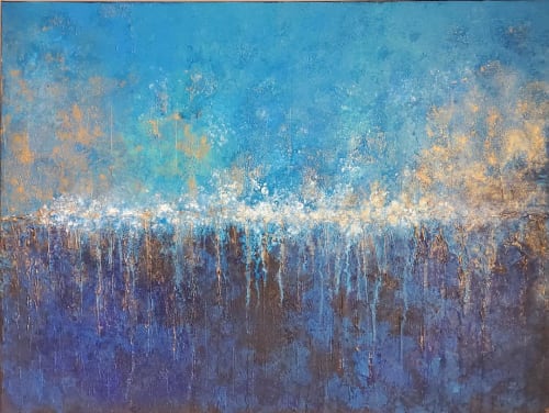 Curelean Golden Waters | Oil And Acrylic Painting in Paintings by Liz Johnston