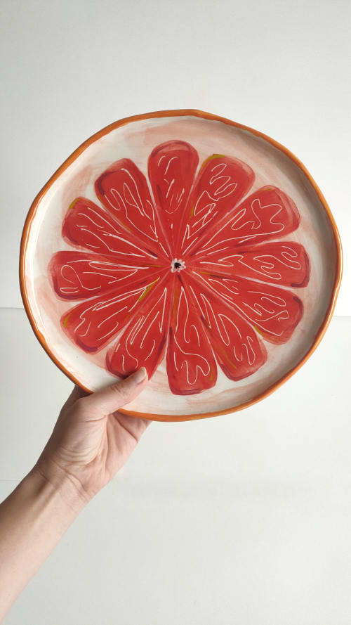 Pink Grapefruit Platter 27 cm | Serveware by Federica Massimi Ceramics