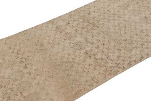 Vintage Distressed Runner Rug, Beige and Brown Geometric | Area Rug in Rugs by Rug and Kilim