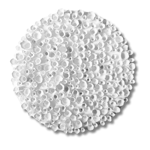 White wall sculpture on a 20" round canvas | Wall Hangings by Art By Natasha Kanevski
