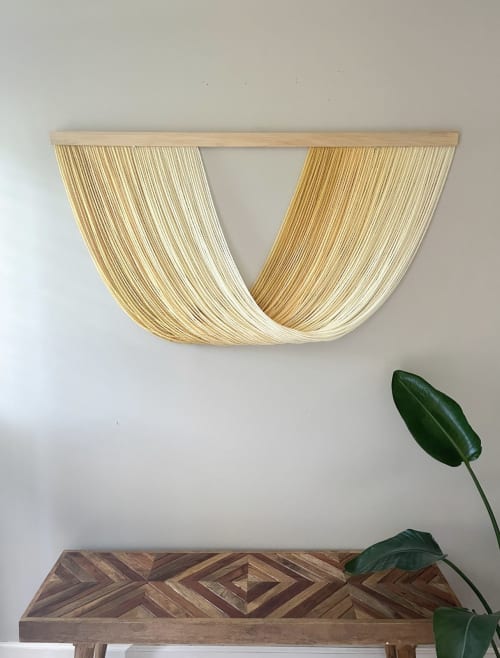 Large yellow sunshine ombré swoop fiber Art wall hanging | Tapestry in Wall Hangings by The Cotton Yarn