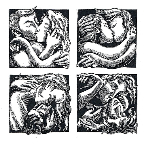 Four Ways to Kiss engraving | Paintings by Hugh Dunford Wood