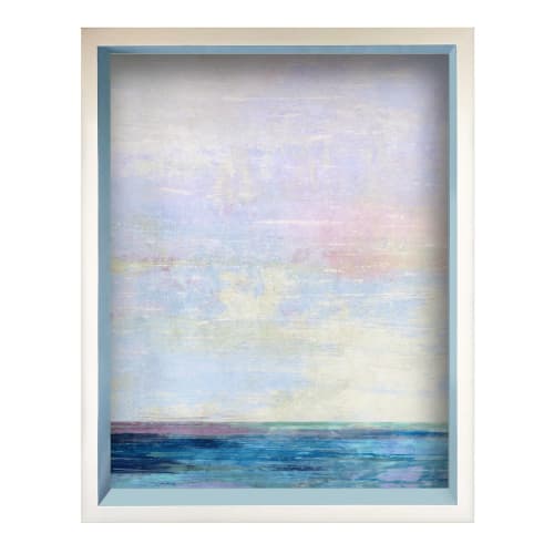 Framed Abstract Coastal Landscape in Ocean Blue | Prints in Paintings by Suzanne Nicoll Studio