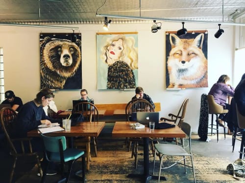 Large Scale Paintings on paper hanging at Madison Cafe | Paintings by Natalie Jo Wright | Johnson Public House in Madison