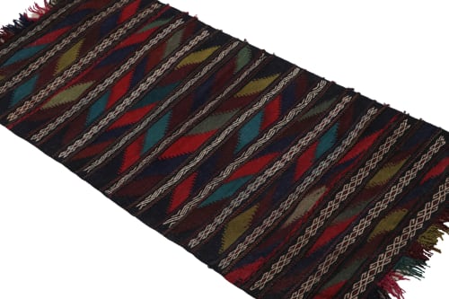 Vintage Afghan Kilim with Polychromatic Geometric patterns | Rugs by Rug and Kilim