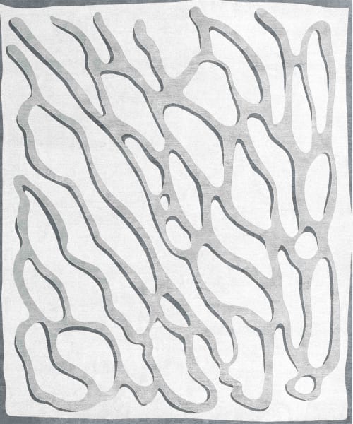 Rug Tratto Grigio Modern White Grey Abstract Pattern | Small Rug in Rugs by Atelier Tapis Rouge
