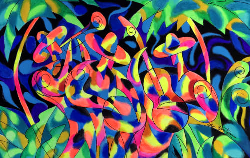 Abstract Jazz Canvas Art Print by Leon Zernitsky | Prints in Paintings by Leon Zernitsky Art