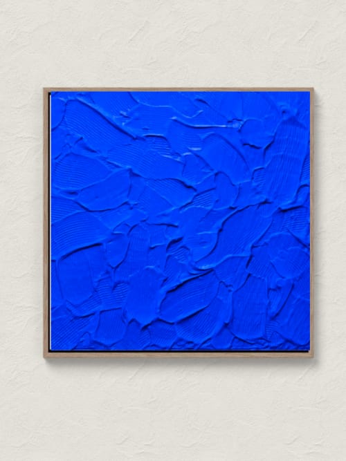 Vibrant blue wall art blue textured 3d wall art minimalist | Paintings by Serge Bereziak